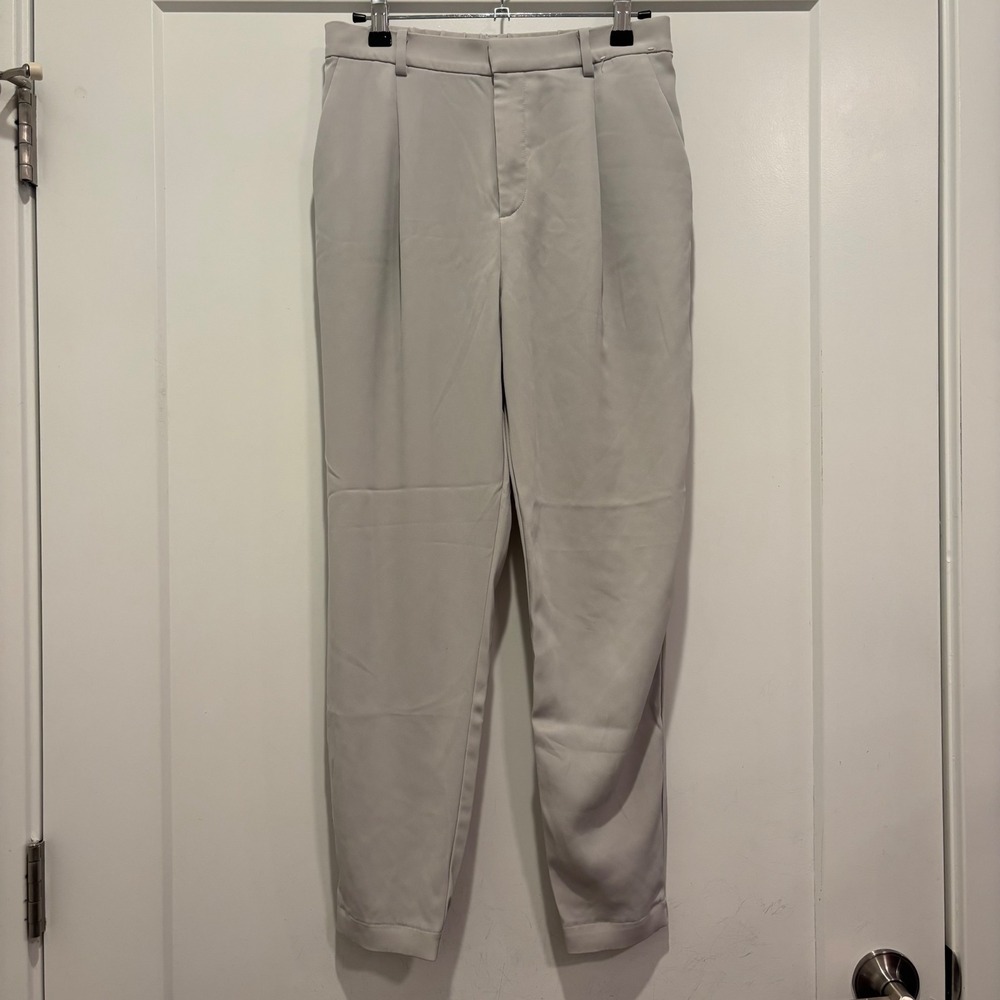 Uniqlo Light Gray Drape Jogger Pants Pleated Elastic Waist Trousers Size M